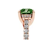 Cushion Cut Hidden Halo Pave Engagement Ring Setting for a Fancy Green Lab-Grown Diamond | Claw Prongs | Rose Gold