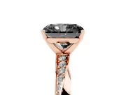 Fancy Black Radiant Cut Diamond Engagement Ring Set in Rose gold with Side Stone Accents and Prong Setting