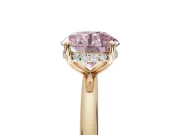 Round Hidden Halo Ring Setting for a Fancy Pink Lab-Grown Diamond | Yellow Gold