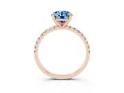 Round Petite Pavé Solitaire Engagement Ring Setting for a Fancy Blue Lab-Grown Diamond | Slim Band | Rose Gold