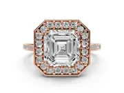 Asscher Cut Halo Engagement Ring Setting | Polished Halo Rim | Rose Gold