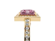 Princess Cut Sectioned Halo Engagement Ring Setting for a Fancy Pink Lab-Grown Diamond | Yellow Gold