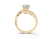 Round Bypass Pavé Engagement Ring Setting | Marquise Accents | Yellow Gold