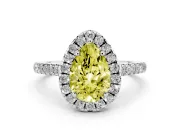 Pear-Shaped Raised Halo Engagement Ring Setting for a Fancy Yellow Lab-Grown Diamond | Platinum