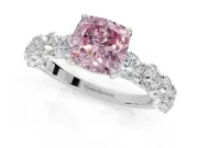 Cushion Cut Engagement Ring Setting for a Fancy Pink Lab-Grown Diamond | Sterling Silver - Design NV-24455