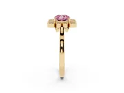Cushion Cut Milgrain Cluster Halo Engagement Ring Setting for a Fancy Pink Lab-Grown Diamond | Plain Band | Yellow Gold