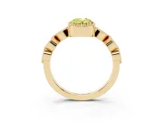 Fancy Yellow Oval Cut Diamond Vintage-Inspired Milgrain Ring Set in Yellow gold with Marquise Stations of Round Accents