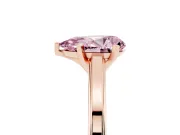 Fancy Pink Pear Cut Diamond Solitaire Ring Set in Rose gold with Prong Setting and Classic Band