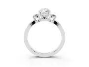 Three-Stone Pear Cut Diamond Twist Band Ring Set in Silver with Pavé Accents and Prong Setting