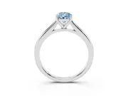 Fancy Blue Pear Cut Diamond Solitaire Ring Set in White gold with Cathedral Band and Prong Setting
