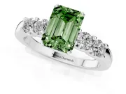 Emerald Cut Five Stone Engagement Ring Setting for a Fancy Green Lab-Grown Diamond | Platinum
