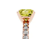 Fancy Yellow Princess Cut Diamond Solitaire Pavé Engagement Ring Set in Rose gold with Round Band and Prong Setting