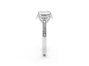 Asscher Cut Floral Pavé Engagement Ring Setting | Petal Accents | Sterling Silver