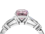 Emerald Cut Tapered Baguette Engagement Ring Setting for a Fancy Pink Lab-Grown Diamond | Sterling Silver