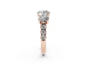 Round Three Stone Engagement Ring Setting | Accented Shoulders | Rose Gold
