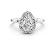 Pear-Shaped Halo Engagement Ring Setting | Plain Polished Band | Platinum