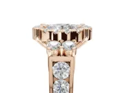 Round Halo Side Cluster Engagement Ring Setting | Graduated Channel Band | Rose Gold