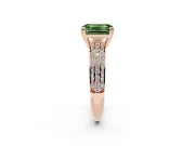 Emerald Cut Three Row Pave Engagement Ring Setting for a Fancy Green Lab-Grown Diamond | Rose Gold
