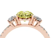 Oval Three Stone Engagement Ring Setting for a Fancy Yellow Lab-Grown Diamond | Pave Shoulders | Rose Gold