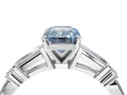 Emerald Cut Tapered Baguette Engagement Ring Setting for a Fancy Blue Lab-Grown Diamond | Platinum