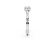 Cushion Cut Floral Solitaire Engagement Ring Setting | Sculpted Leaf Shoulders | White Gold