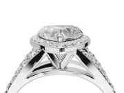 Heart-Shaped Halo Pavé Engagement Ring Setting | Narrow Split Shank | White Gold