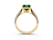 Asscher Cut Pavé Engagement Ring Setting for a Fancy Green Lab-Grown Diamond | Multi-Row Shoulders | Yellow Gold