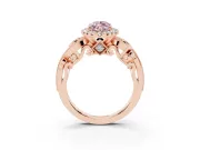 Marquise Vintage Halo Engagement Ring Setting for a Fancy Pink Lab-Grown Diamond | Bezel Shoulder Accents | Rose Gold