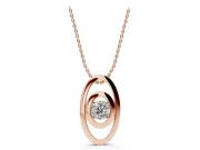 Round Lab-Grown Diamond Solitaire Pendant Necklace | Double Oval Frame | Rose Gold