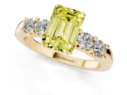 Emerald Cut Five Stone Engagement Ring Setting for a Fancy Yellow Lab-Grown Diamond | Yellow Gold