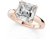 Asscher Cut Solitaire Engagement Ring Setting | Flat Tab Prongs | Rose Gold