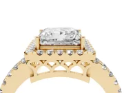 Princess Cut Halo Engagement Ring Setting | Shared Prong Pavé Band | Yellow Gold