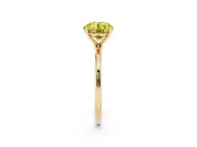 Fancy Yellow Round Cut Diamond Solitaire Engagement Ring Set in Yellow gold with Thin Band and Prong Setting