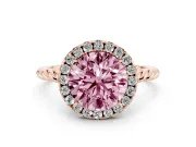 Round Rope Halo Engagement Ring Setting for a Fancy Pink Lab-Grown Diamond | Rose Gold