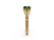 Asscher Cut Engraved Engagement Ring Setting for a Fancy Green Lab-Grown Diamond | Yellow Gold