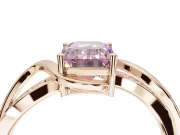 Emerald Cut Bypass Solitaire Engagement Ring Setting for a Fancy Pink Lab-Grown Diamond | Pavé Strands | Rose Gold