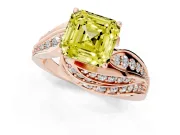 Asscher Cut Bypass Hidden Halo Engagement Ring Setting for a Fancy Yellow Lab-Grown Diamond | Graduated Pavé | Rose Gold
