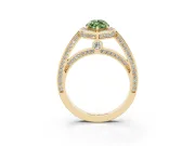Marquise Sectioned Halo Engagement Ring Setting for a Fancy Green Lab-Grown Diamond | Yellow Gold