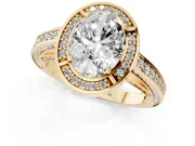 Oval Sectioned Halo Engagement Ring Setting | Pavé Gallery and Band | Yellow Gold