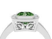 Cushion Cut Milgrain Halo Engagement Ring Setting for a Fancy Green Lab-Grown Diamond | Platinum
