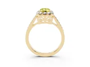Emerald Cut Floral Halo Engagement Ring Setting for a Fancy Yellow Lab-Grown Diamond | Large Round Accents | Yellow Gold