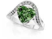 Heart-Shaped Bypass Solitaire Engagement Ring Setting for a Fancy Green Lab-Grown Diamond | Pavé Ribbon | Platinum