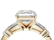 Asscher Cut Tapered Baguette Engagement Ring Setting | Bar Set Sides | Yellow Gold
