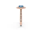 Cushion Cut Scalloped Halo Engagement Ring Setting for a Fancy Blue Lab-Grown Diamond | Milgrain Edges | Rose Gold
