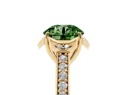 Round Floral Pavé Engagement Ring Setting for a Fancy Green Lab-Grown Diamond | Yellow Gold