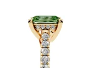 Emerald Cut Hidden Halo Pave Engagement Ring Setting for a Fancy Green Lab-Grown Diamond | Claw Prongs | Yellow Gold
