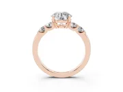 Round Five Stone Engagement Ring Setting | Prong-Set Side Stones | Rose Gold