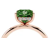 Princess Cut Hidden Halo Ring Setting for a Fancy Green Lab-Grown Diamond | Rose Gold