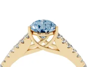 Pear-Shaped Graduated Split Shank Engagement Ring Setting for a Fancy Blue Lab-Grown Diamond | Yellow Gold