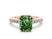 Radiant Cut Engagement Ring Setting for a Fancy Green Lab-Grown Diamond | Rose Gold - Design NV-24649